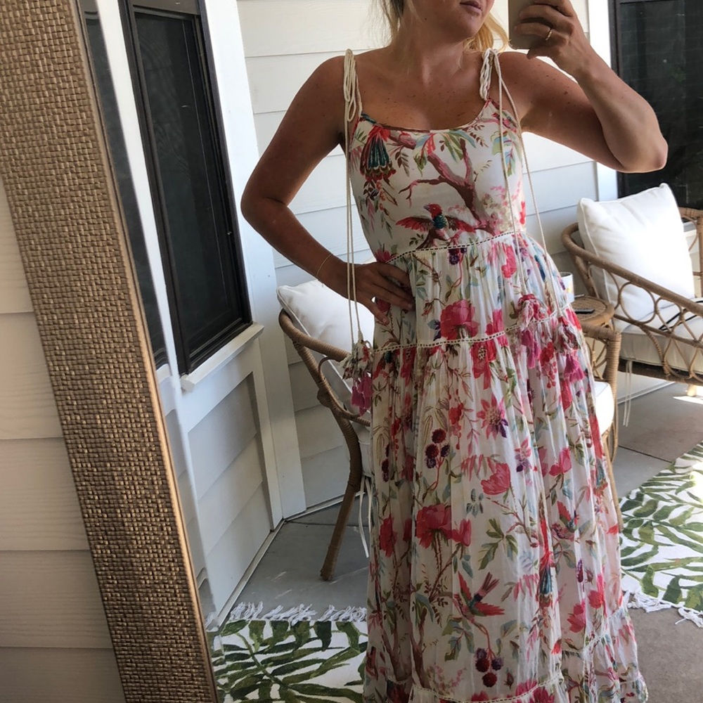 Gorgeous Bird Floral Tie Tassel Maxi!